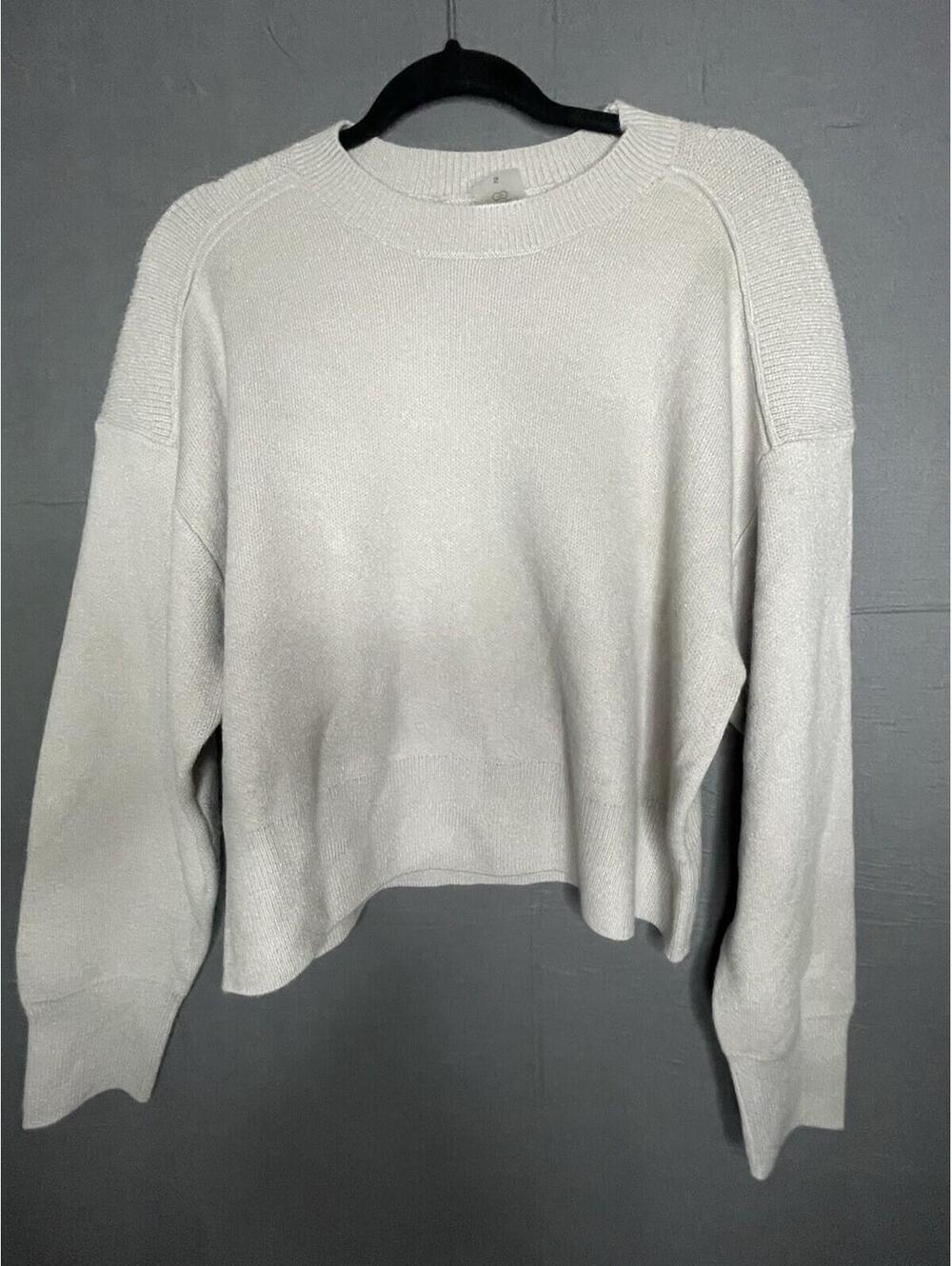 CALIA Women’s Crewneck Knit Sweater Cream Ivory Size Small Soft Pullover